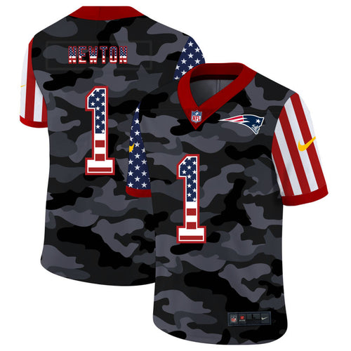 Men's New England Patriots Cam Newton Black Camo USA Flag Limited Jersey