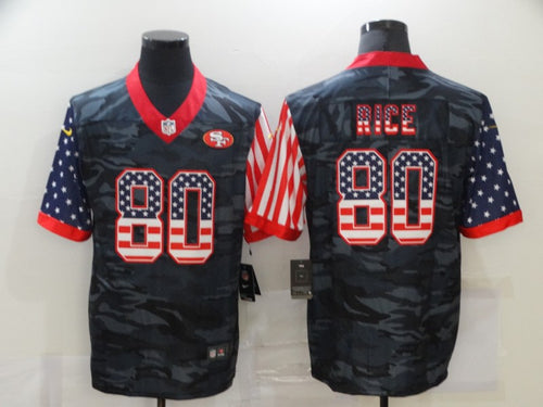 Men's San Francisco 49ers Jerry Rice Black Camo USA Flag Limited Jersey