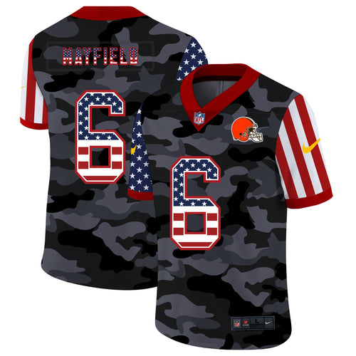 Men's Cleveland Browns Baker Mayfield Camo USA Flag Limited Jersey