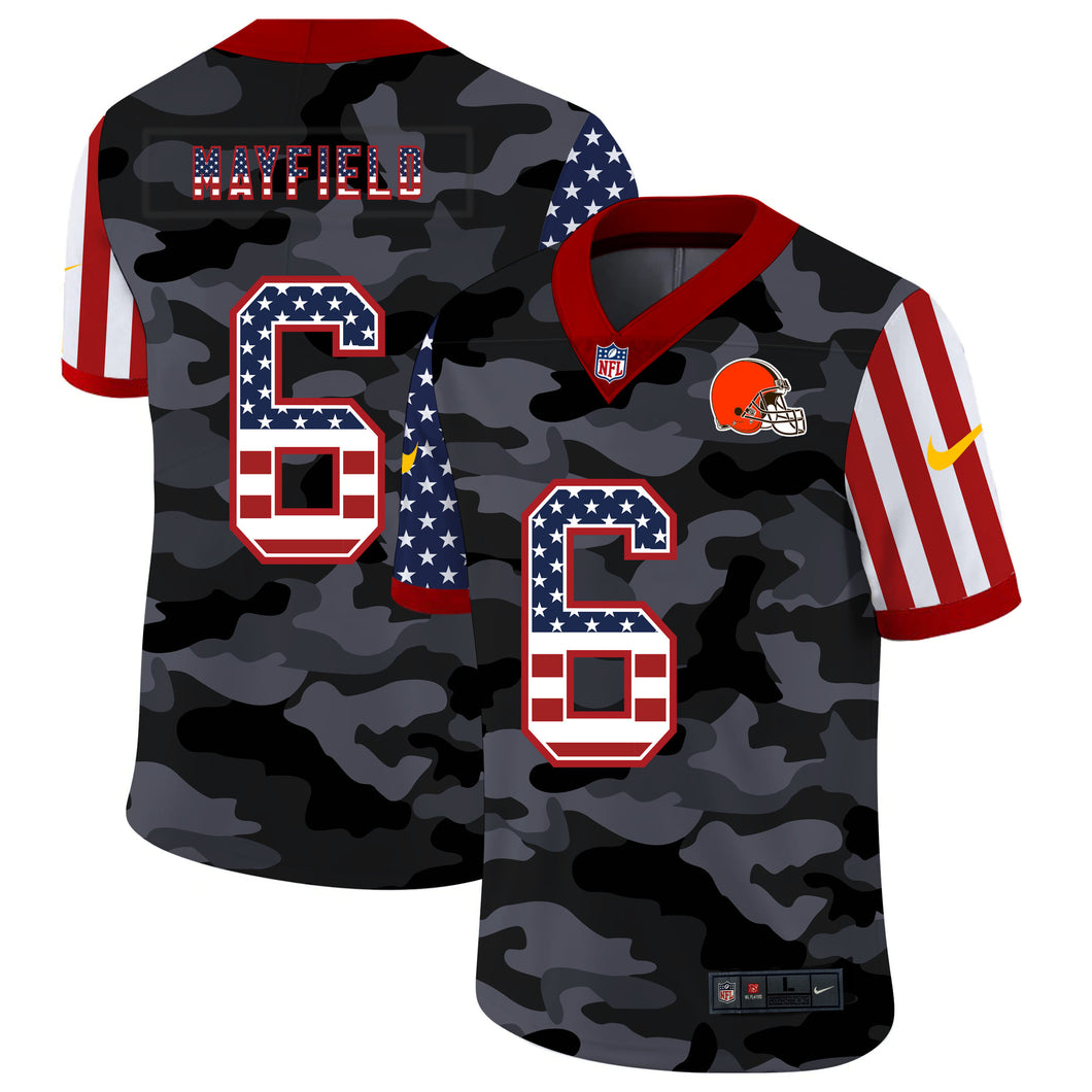 Men's Cleveland Browns Baker Mayfield Camo USA Flag Limited Jersey