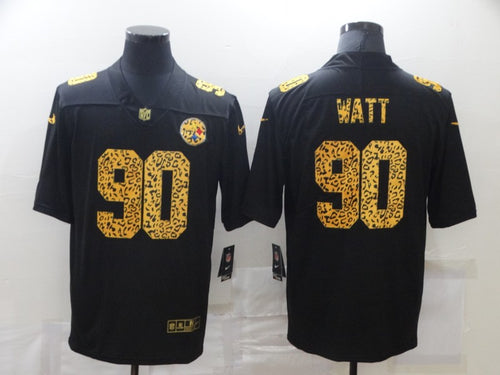 Men's Pittsburgh Steelers T.J. Watt Nike Black Leopard Print Vapor Limited Jersey
