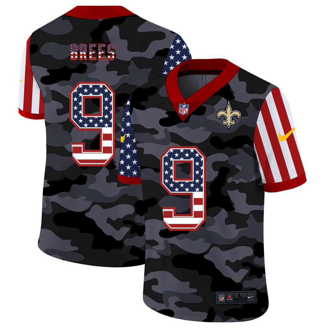 Men's New Orleans Saints Drew Brees Camo USA Flag Limited Jersey