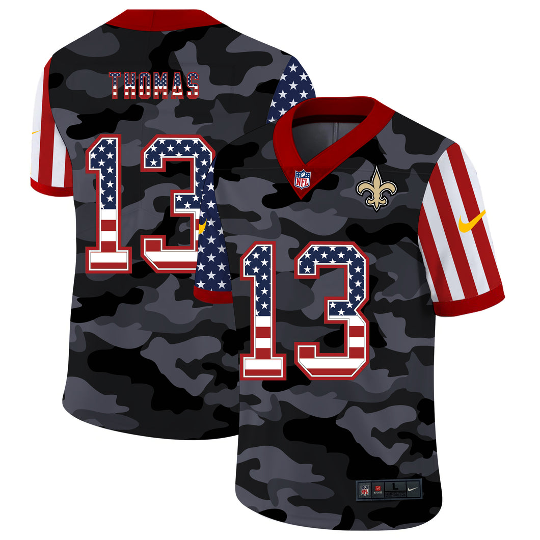 Men's New Orleans Saints Michael Thomas Black Camo USA Flag Limited Jersey
