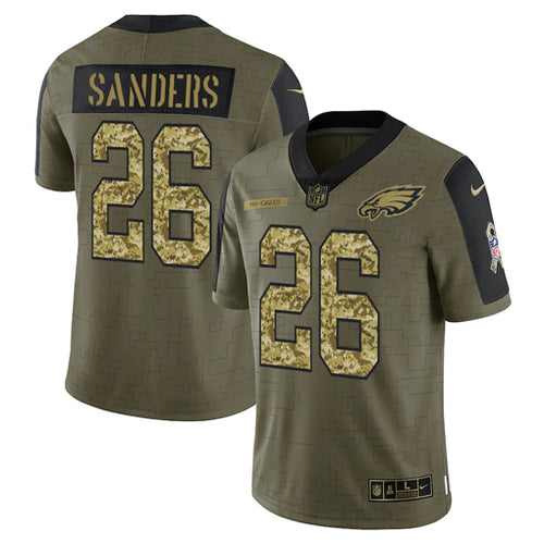 Men's Philadelphia Eagles Miles Sanders Camo 2021 Salute To Service Limited Player Jersey