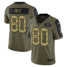 Load image into Gallery viewer, Men&#39;s San Francisco 49ers Jerry Rice Nike Camo 2021 Salute To Service Limited Player Jersey