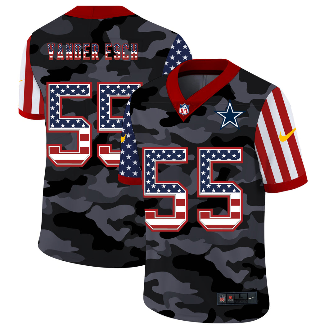 Men's Dallas Cowboys Leighton Vander Esch Camo USA Flag Limited Jersey