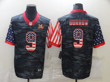 Load image into Gallery viewer, Men&#39;s Cincinnati Bengals Joe Burrow Black Camo USA Flag Limited Jersey