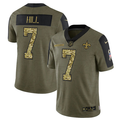 Men's New Orleans Saints Taysom Hill Camo 2021 Salute To Service Limited Player Jersey