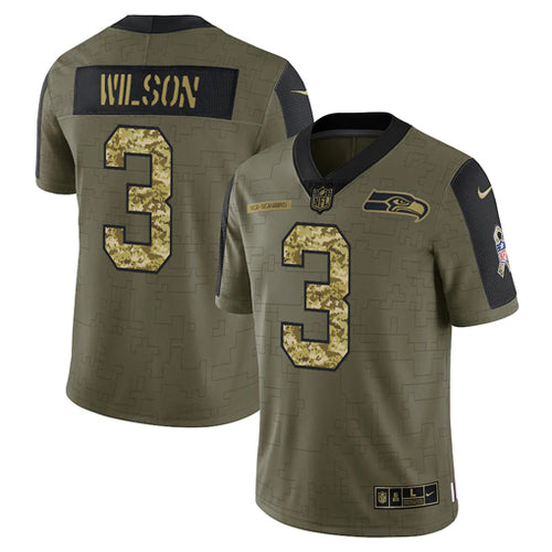 Men's Seattle Seahawks Russell Wilson Camo 2021 Salute To Service Limited Player Jersey