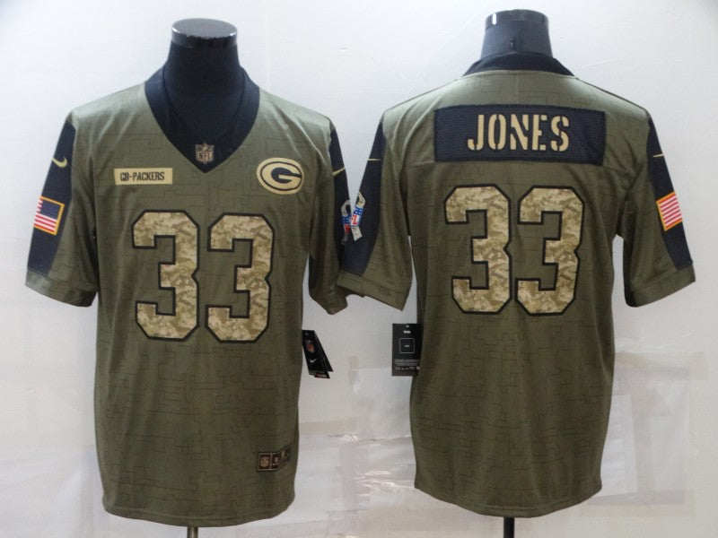 Men's Green Bay Packers #33 Aaron Jones Camo 2021 Salute To Service Limited Player Jersey