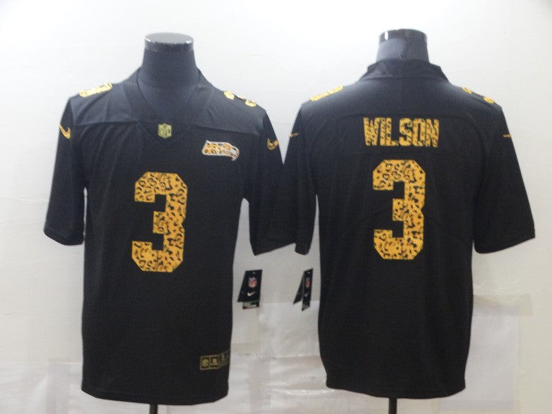 Men's Seattle Seahawks Russell Wilson Nike Black Leopard Print Vapor Limited Jersey