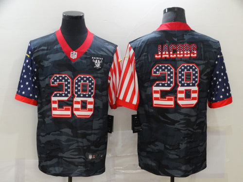Men's Las Vegas Raiders Josh Jacobs Black Camo USA Flag Limited Jersey