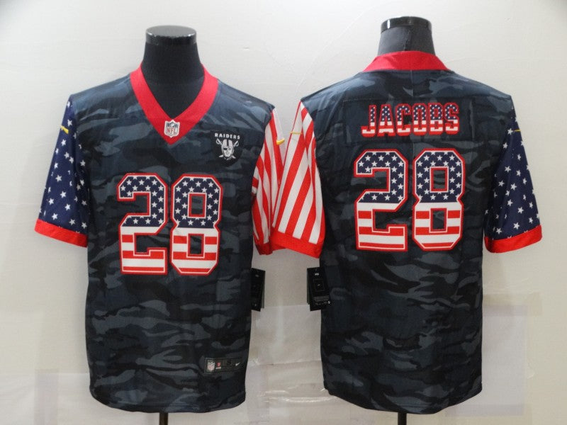 Men's Las Vegas Raiders Josh Jacobs Black Camo USA Flag Limited Jersey
