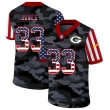 Load image into Gallery viewer, Men&#39;s Green Bay Packers Aaron Jones Black Camo USA Flag Limited Jersey
