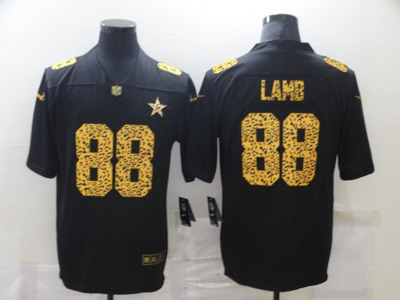 Men's Dallas Cowboys CeeDee Lamb Nike Black Leopard Print Vapor Limited Jersey