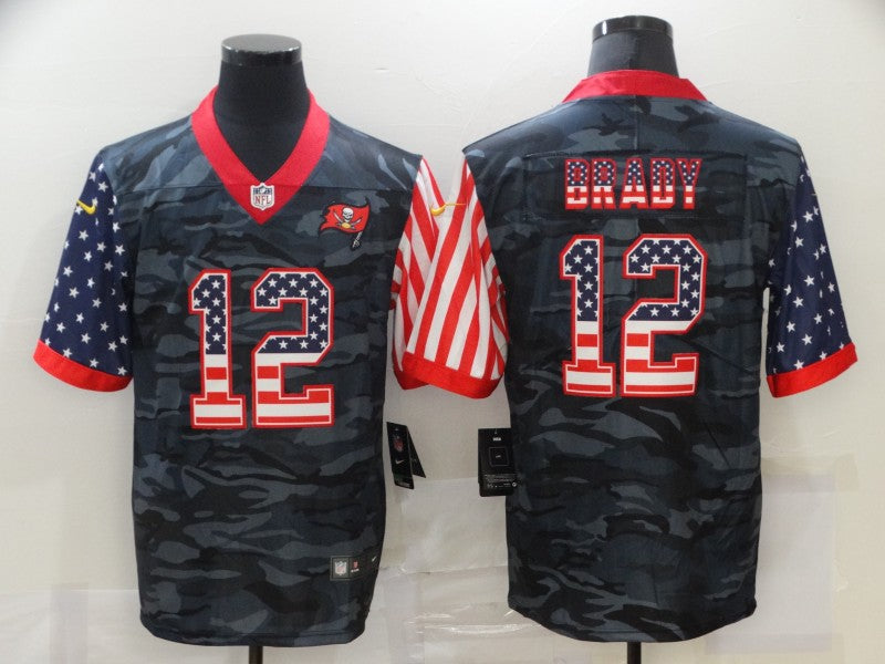 Men's Tampa Bay Buccaneers Tom Brady Black Camo USA Flag Limited Jersey