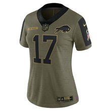 Load image into Gallery viewer, Women&#39;s Buffalo Bills Josh Allen Nike Olive 2021 Salute To Service Limited Player Jersey