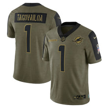 Load image into Gallery viewer, Men&#39;s Miami Dolphins Tua Tagovailoa Nike Olive 2021 Salute To Service Limited Player Jersey