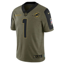 Load image into Gallery viewer, Men&#39;s Miami Dolphins Tua Tagovailoa Nike Olive 2021 Salute To Service Limited Player Jersey