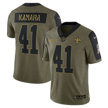 Load image into Gallery viewer, Men&#39;s New Orleans Saints Alvin Kamara Nike Olive 2021 Salute To Service Limited Player Jersey