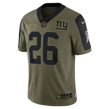 Load image into Gallery viewer, Men&#39;s New York Giants Saquon Barkley Nike Olive 2021 Salute To Service Limited Player Jersey