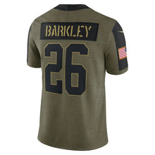 Load image into Gallery viewer, Men&#39;s New York Giants Saquon Barkley Nike Olive 2021 Salute To Service Limited Player Jersey
