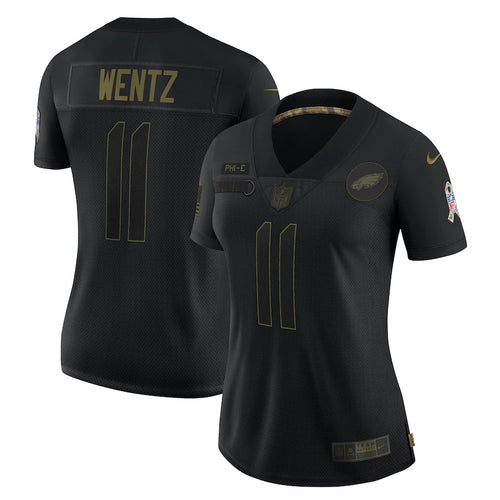 Women's Philadelphia Eagles Carson Wentz Nike Black 2020 Salute To Service Limited Jersey