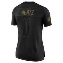 Load image into Gallery viewer, Women&#39;s Philadelphia Eagles Carson Wentz Nike Black 2020 Salute To Service Limited Jersey
