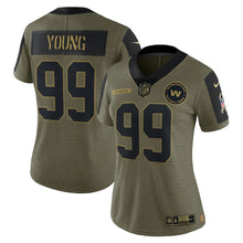Load image into Gallery viewer, Women&#39;s Washington Football Team Chase Young Nike Olive 2021 Salute To Service Limited Player Jersey