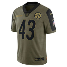 Load image into Gallery viewer, Men&#39;s Pittsburgh Steelers Troy Polamalu Nike Olive 2021 Salute To Service Retired Player Limited Jersey