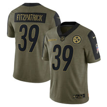 Load image into Gallery viewer, Men&#39;s Pittsburgh Steelers Minkah Fitzpatrick Nike Olive 2021 Salute To Service Limited Player Jersey