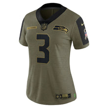 Load image into Gallery viewer, Women&#39;s Seattle Seahawks Russell Wilson Nike Olive 2021 Salute To Service Limited Player Jersey