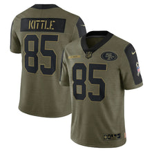 Load image into Gallery viewer, Men&#39;s San Francisco 49ers George Kittle Nike Olive 2021 Salute To Service Limited Player Jersey