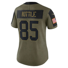 Load image into Gallery viewer, Women&#39;s San Francisco 49ers George Kittle Nike Olive 2021 Salute To Service Limited Player Jersey