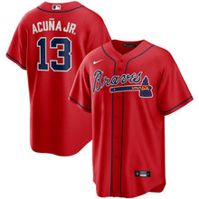 Load image into Gallery viewer, Men&#39;s Atlanta Braves Ronald Acuna Jr. Nike Red Alternate Replica Player Name Jersey