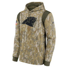 Load image into Gallery viewer, Men&#39;s Carolina Panthers Nike Camo 2021 Salute To Service Therma Performance Pullover Hoodie