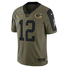 Load image into Gallery viewer, Men&#39;s Green Bay Packers Aaron Rodgers Nike Olive 2021 Salute To Service Limited Player Jersey