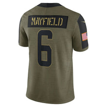 Load image into Gallery viewer, Men&#39;s Cleveland Browns Baker Mayfield Nike Olive 2021 Salute To Service Limited Player Jersey