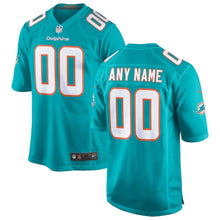 Load image into Gallery viewer, Men&#39;s Miami Dolphins Nike Aqua Custom Game Jersey