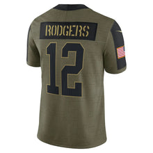 Load image into Gallery viewer, Men&#39;s Green Bay Packers Aaron Rodgers Nike Olive 2021 Salute To Service Limited Player Jersey