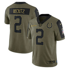 Load image into Gallery viewer, Men&#39;s Indianapolis Colts Carson Wentz Nike Olive 2021 Salute To Service Limited Player Jersey